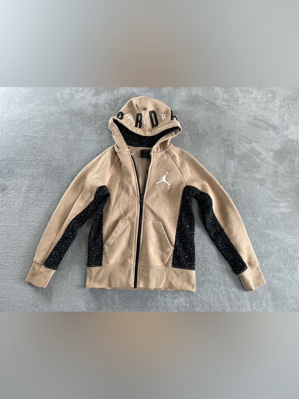Air Jordan Jumpman Full Zip Hoodie Black Tan Black Youth Boys Youth Small 8-10